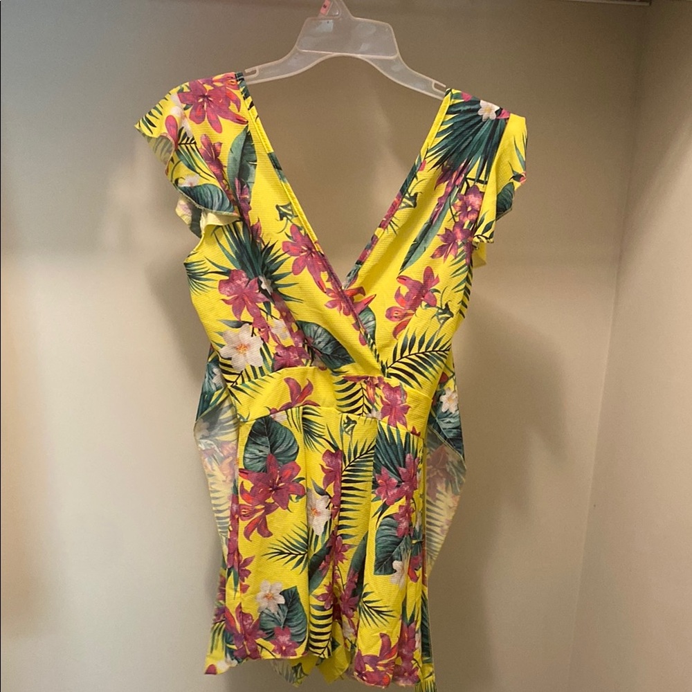 Floral Yellow Wrap Dress
